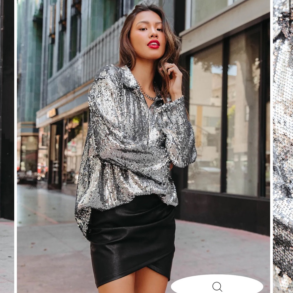 VICI SEQUIN BUTTON DOWN